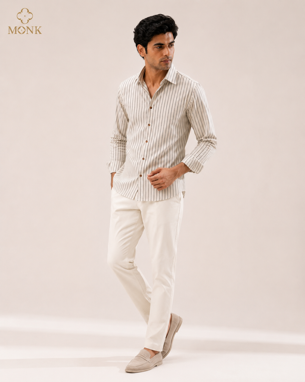Beige Stripe full sleeve Shirt