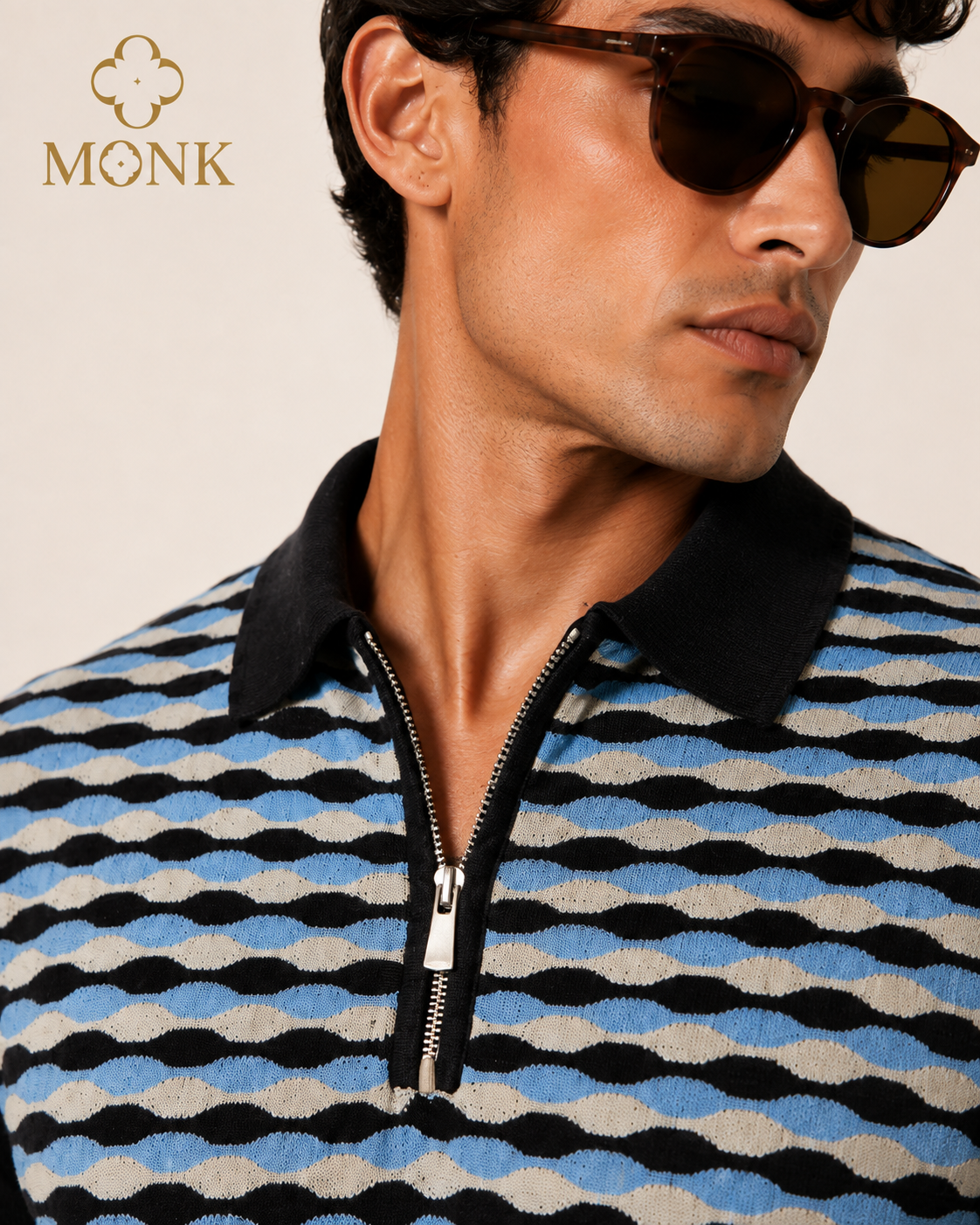 Blue Pattern Essential Half Sleeve T-Shirt