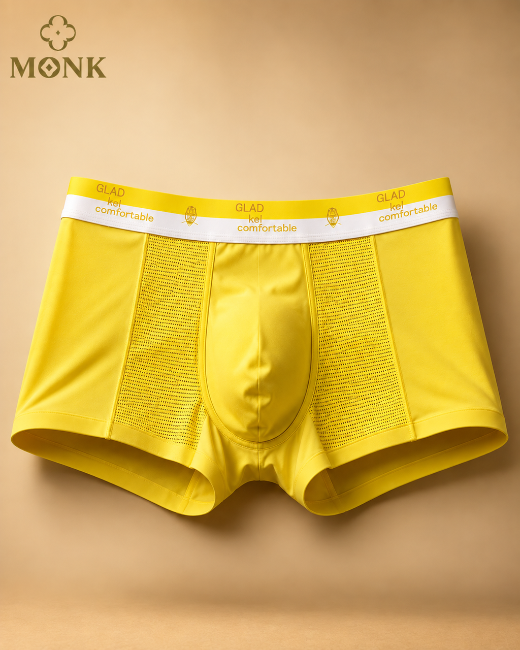 MONK Yellow Mesh Panel Boxer Brief
