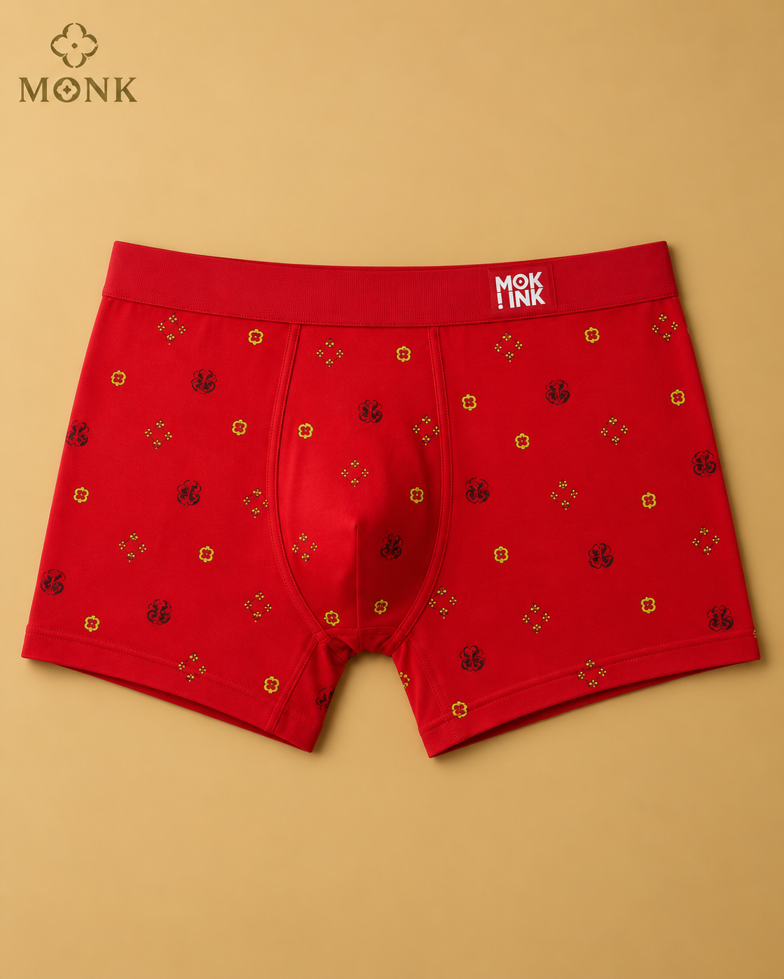 MONK Men’s Lucky Lantern Printed Boxer Brief – Red
