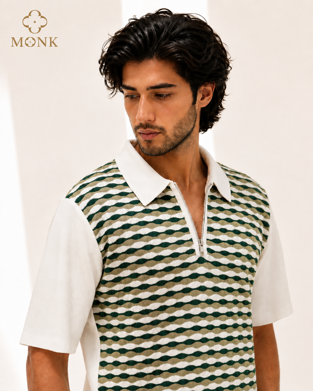 Olive Striped Performance Half Sleeve