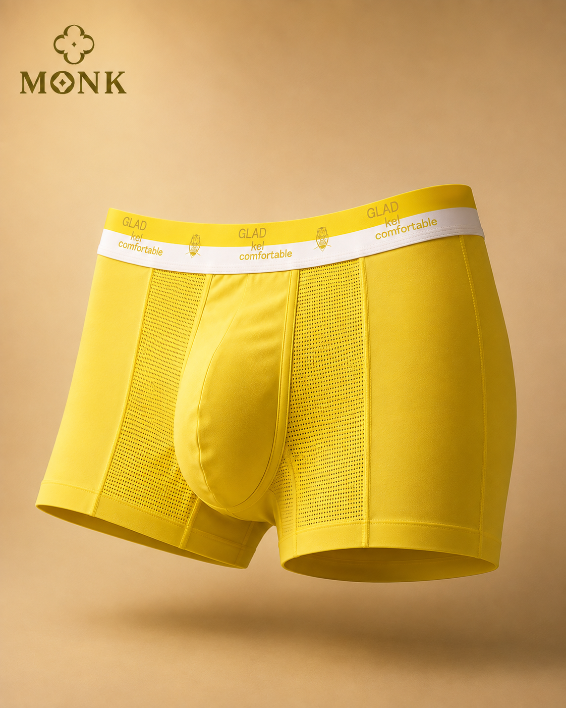 MONK Yellow Mesh Panel Boxer Brief