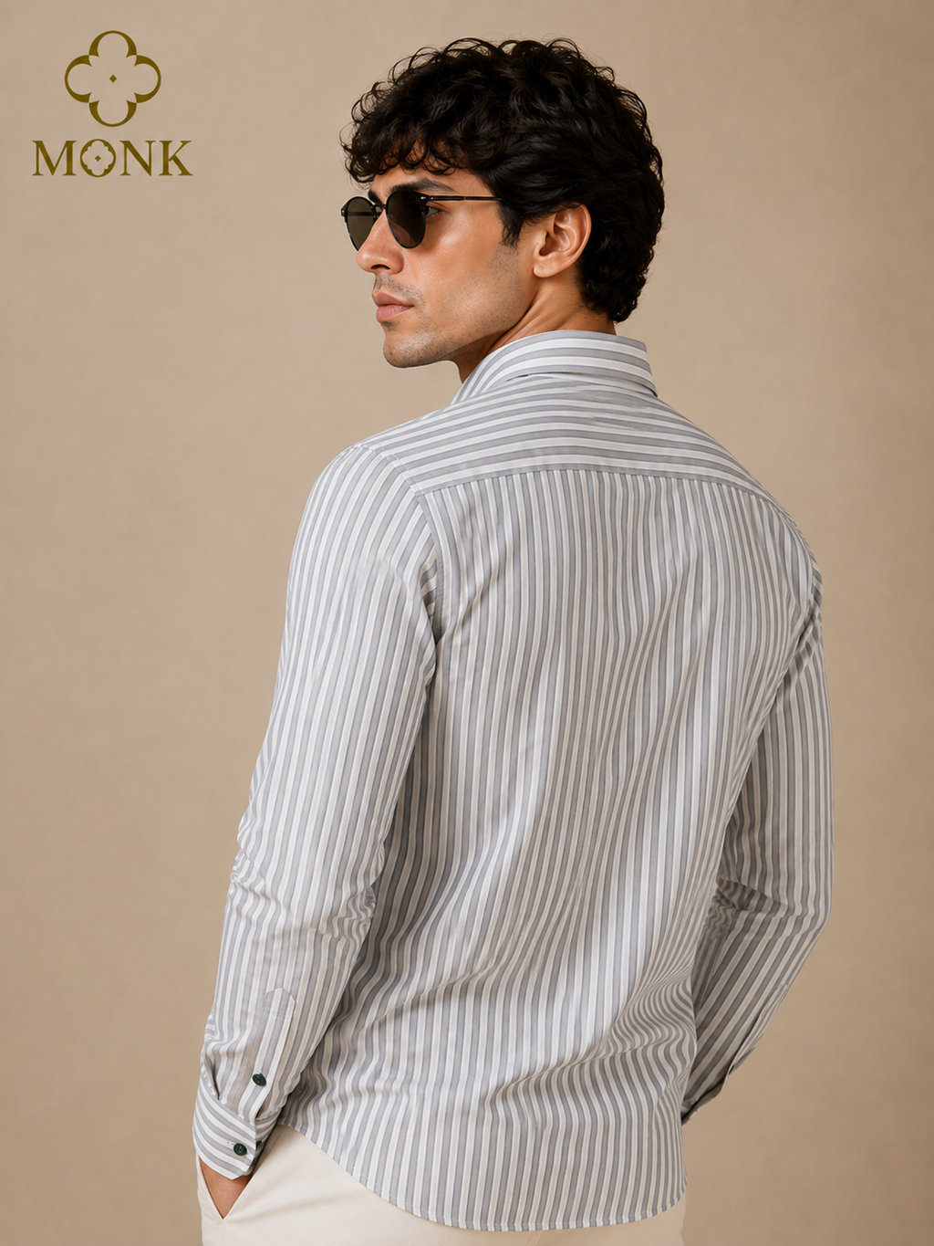 Grey White Stripe Full Sleeve Shirt