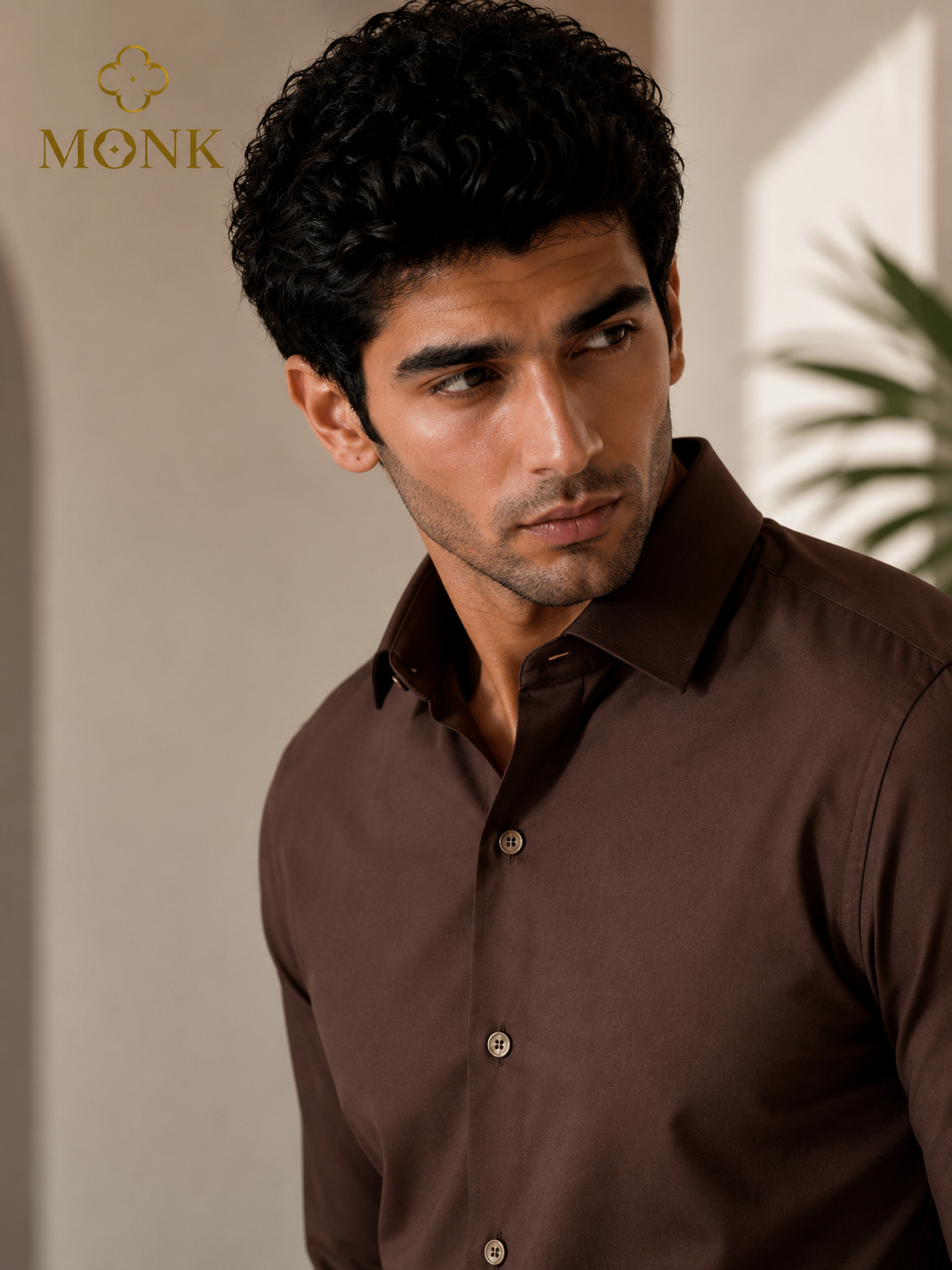 COFFEE BROWN COTTON FULL SLEEVE SHIRT