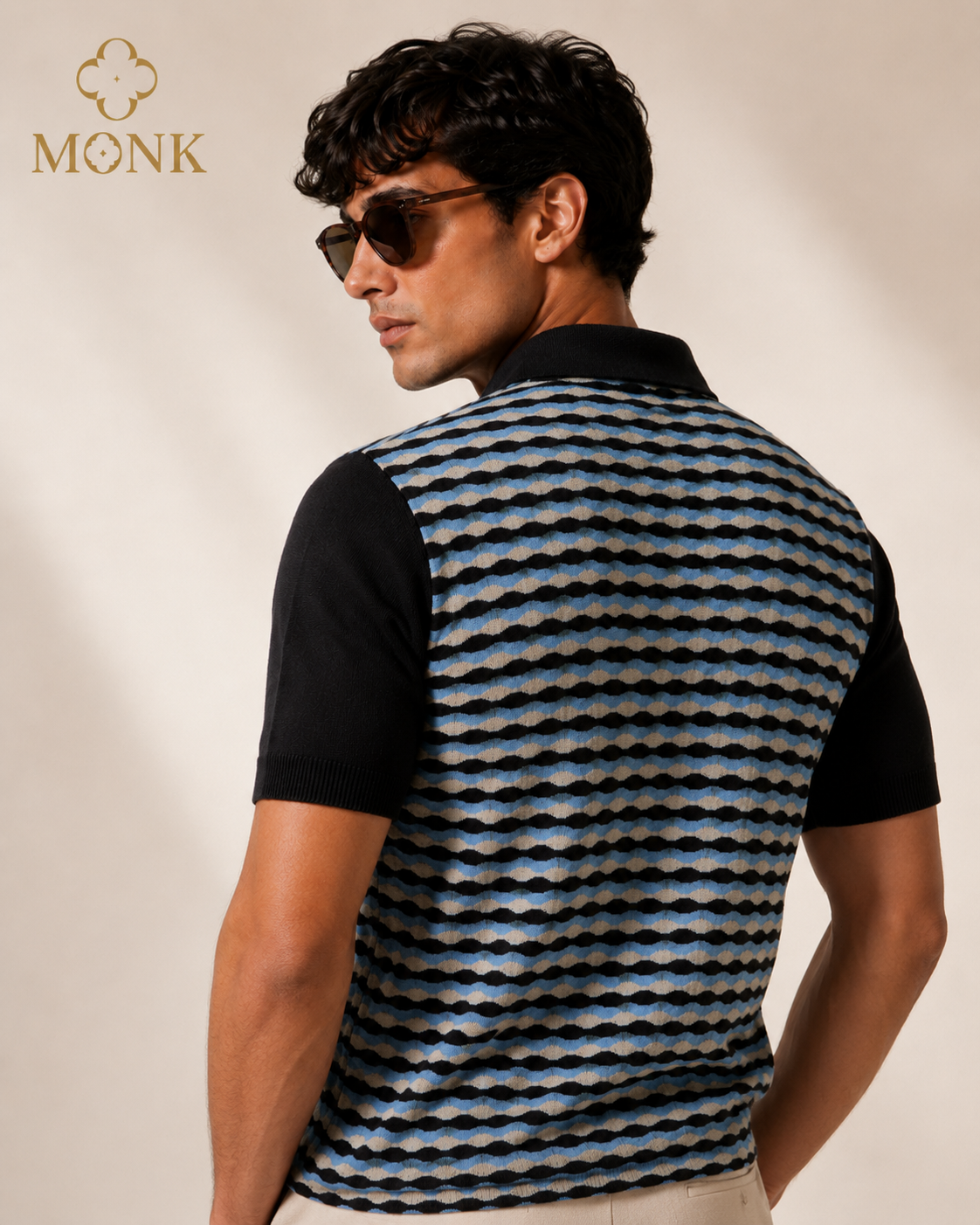 Blue Pattern Essential Half Sleeve T-Shirt