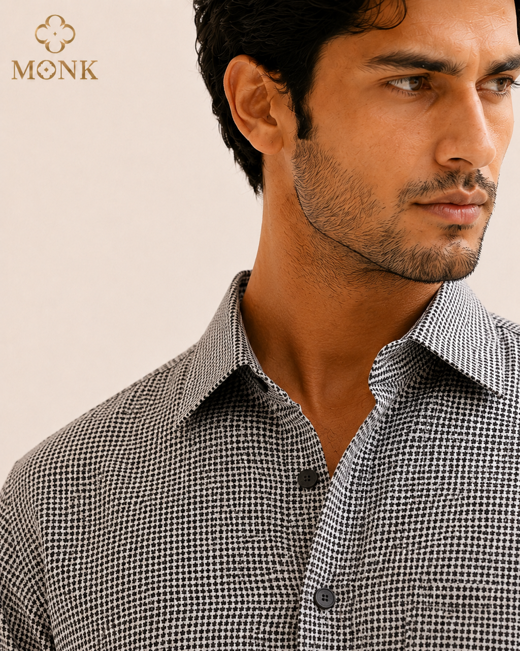 Black & White Checked Full Sleeve Shirt