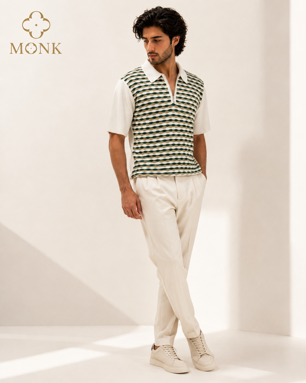 Olive Striped Performance Half Sleeve