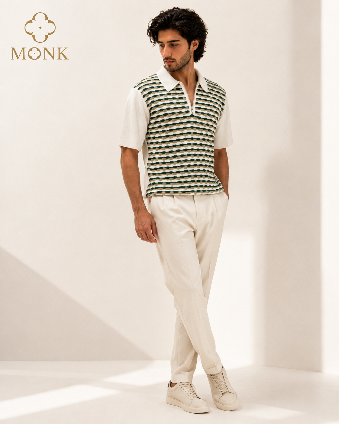 Olive Striped Performance Half Sleeve