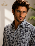 Black Botanical Print Sleeve Shirt