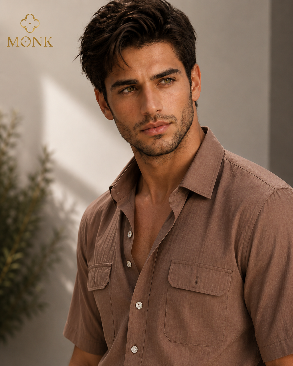 DESERT TAUPE CUBAN COLLAR SHIRT