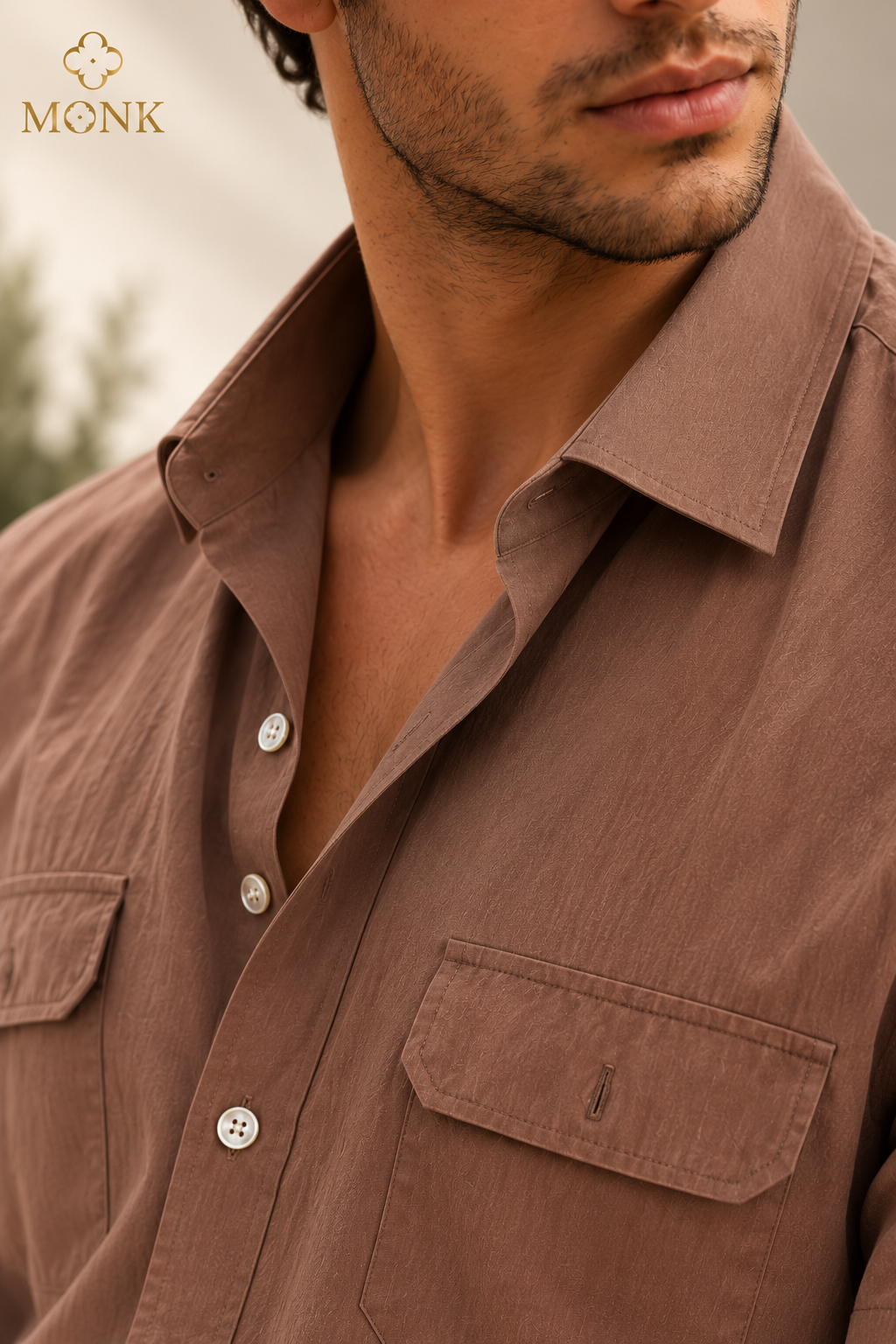 DESERT TAUPE CUBAN COLLAR SHIRT