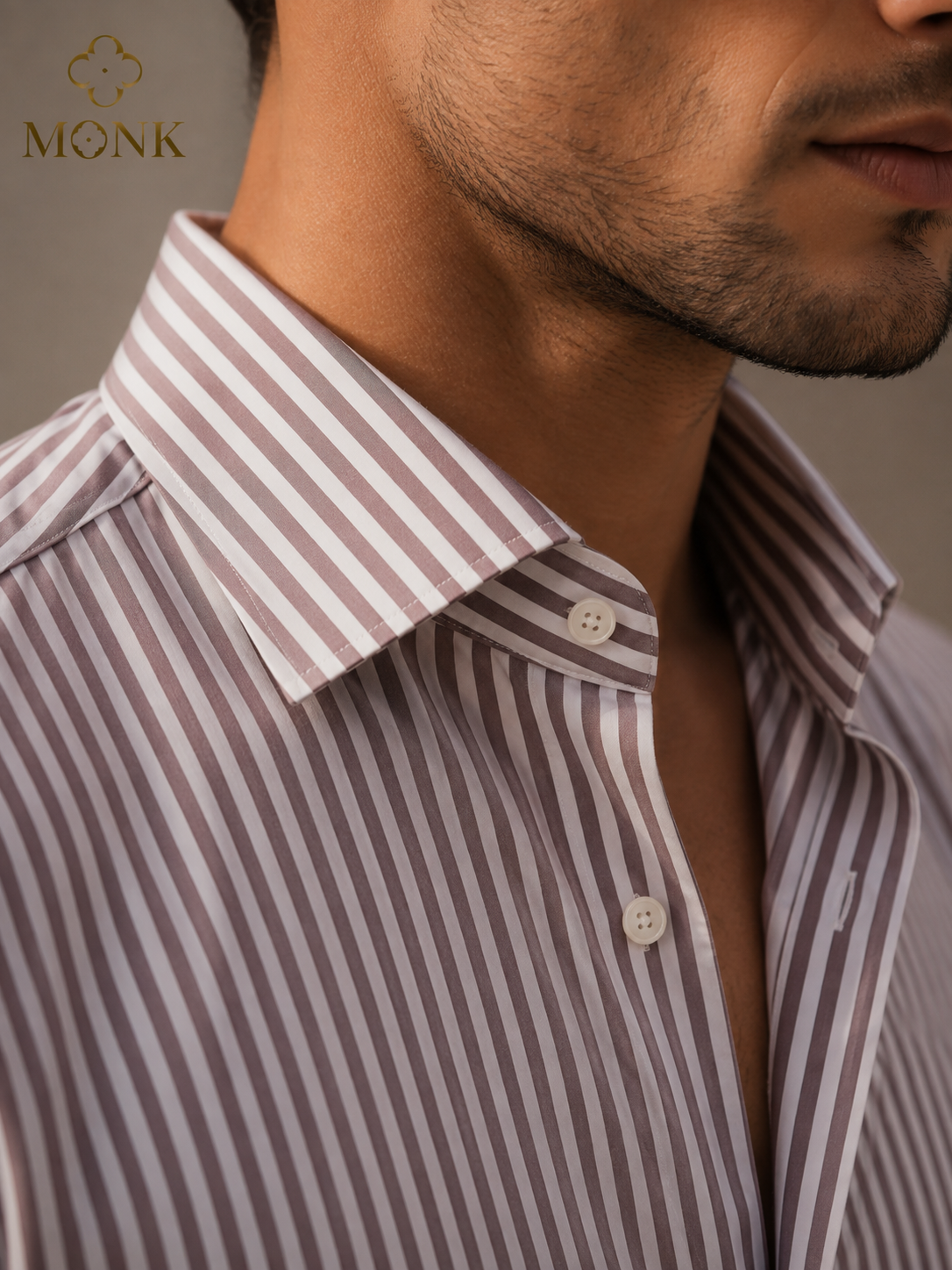 Brown Stripe Half Sleeve Shirt