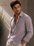Brown Stripe Half Sleeve Shirt