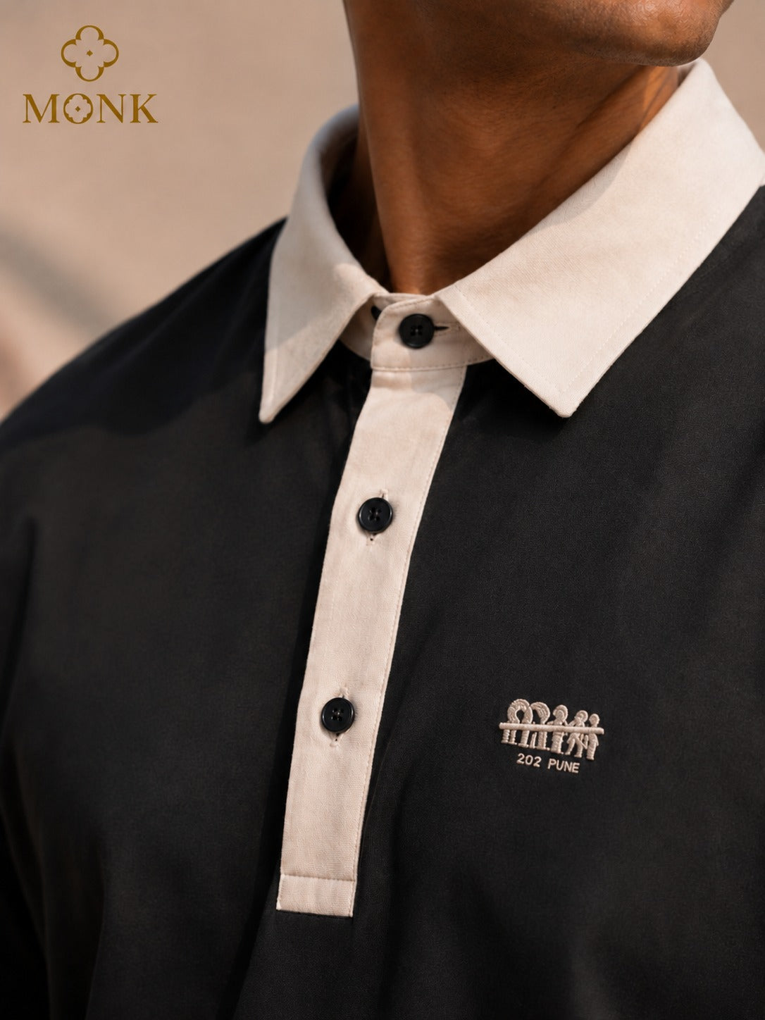Charcoal Grey Textured Polo Half Sleeve T-Shirt