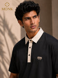 Charcoal Grey Textured Polo Half Sleeve T-Shirt