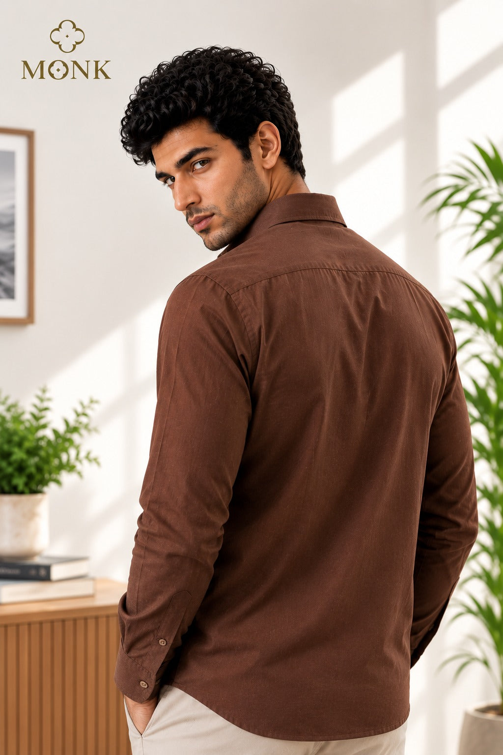COFFEE BROWN COTTON FULL SLEEVE SHIRT