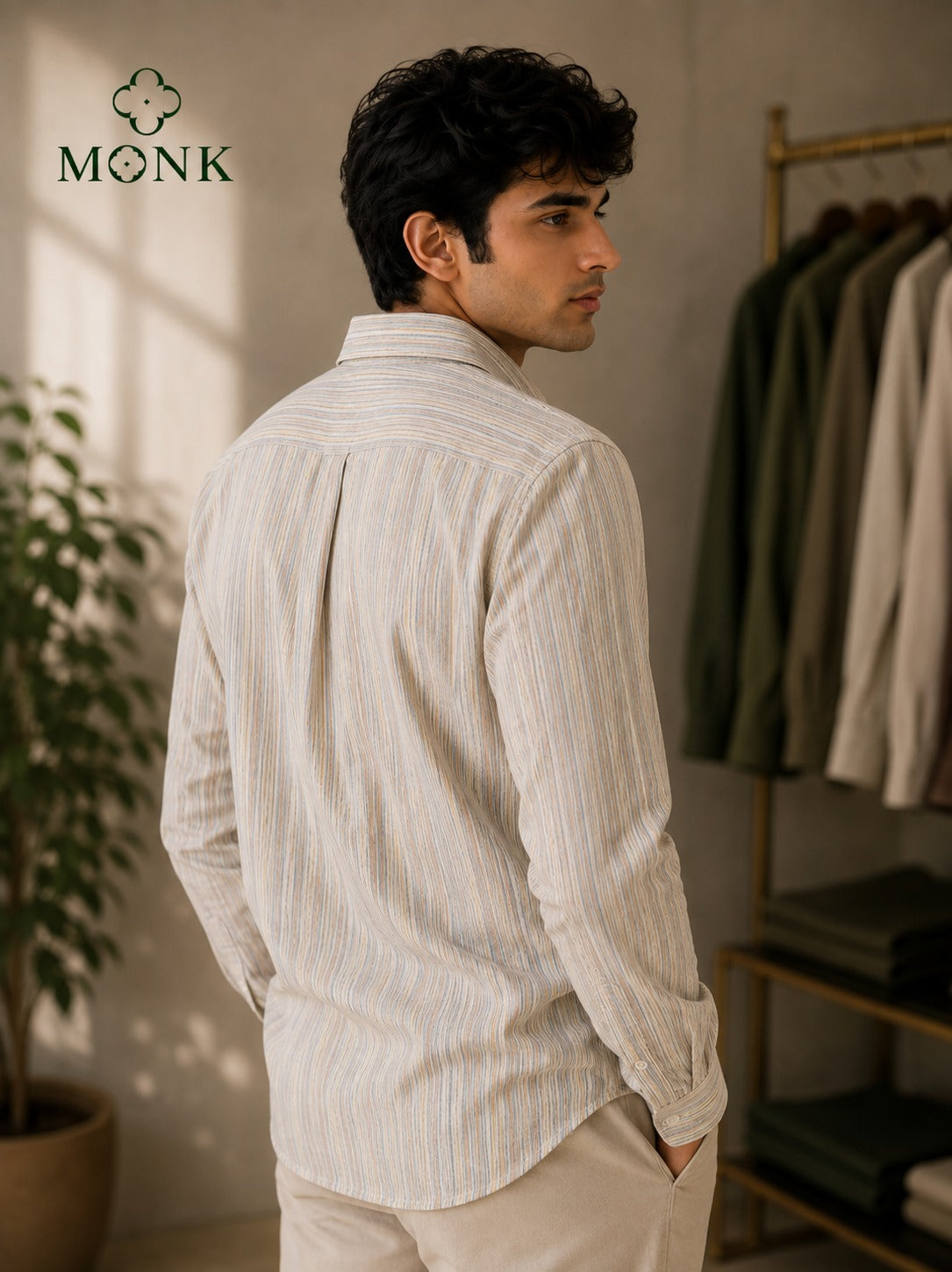 CREAM MULTI - STRIPE COTTON BLEND FS