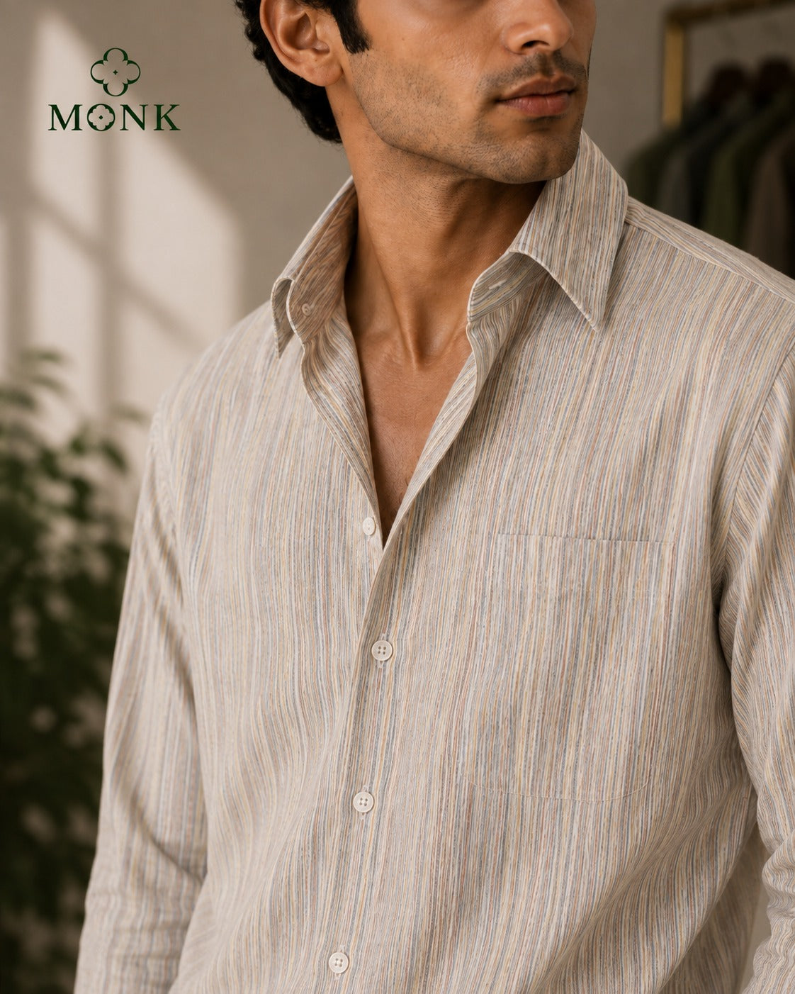 CREAM MULTI - STRIPE COTTON BLEND FS