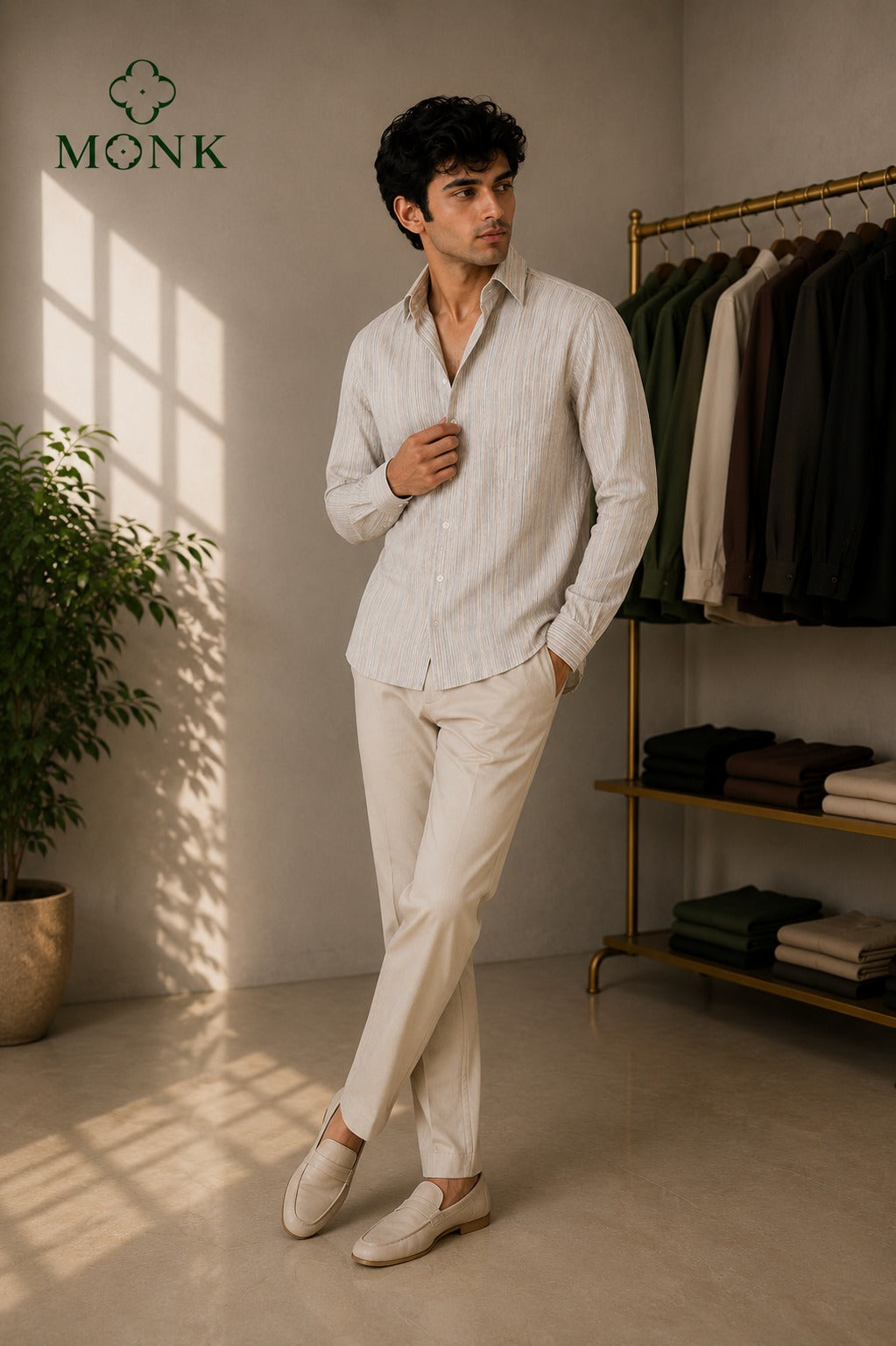 CREAM MULTI - STRIPE COTTON BLEND FS