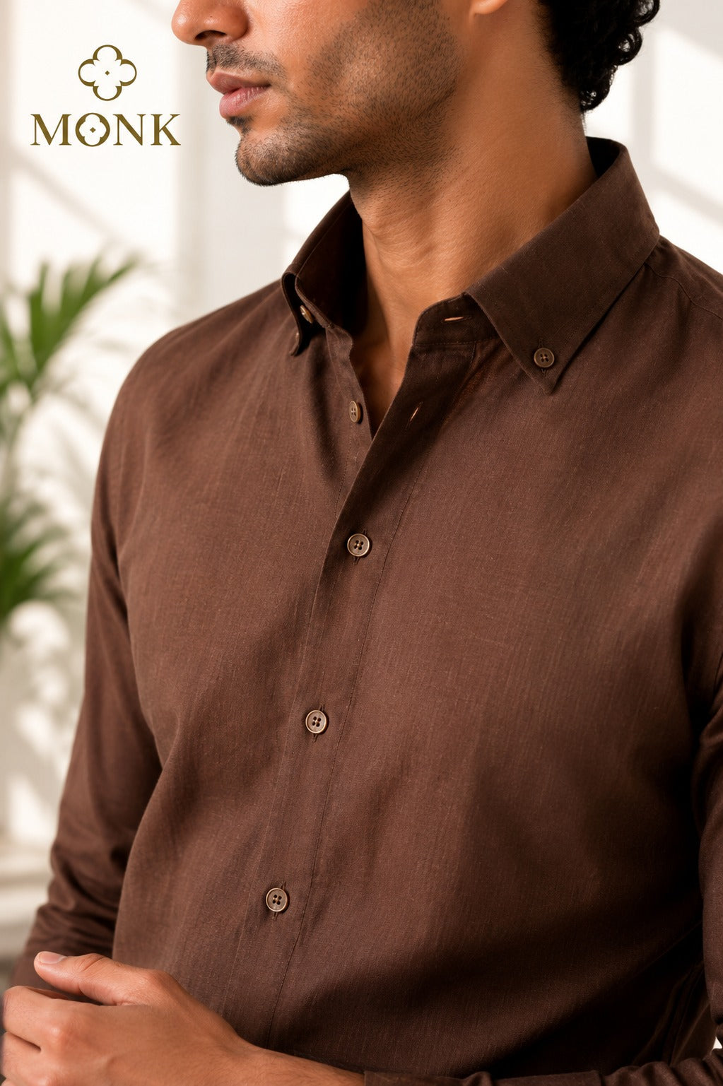COFFEE BROWN COTTON FULL SLEEVE SHIRT
