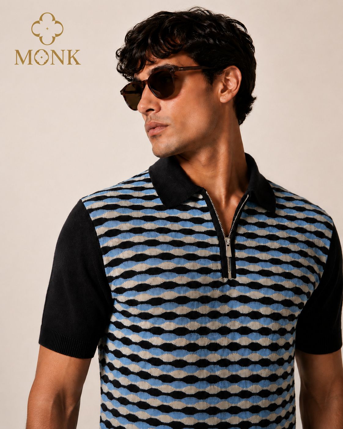 Blue Pattern Essential Half Sleeve T-Shirt