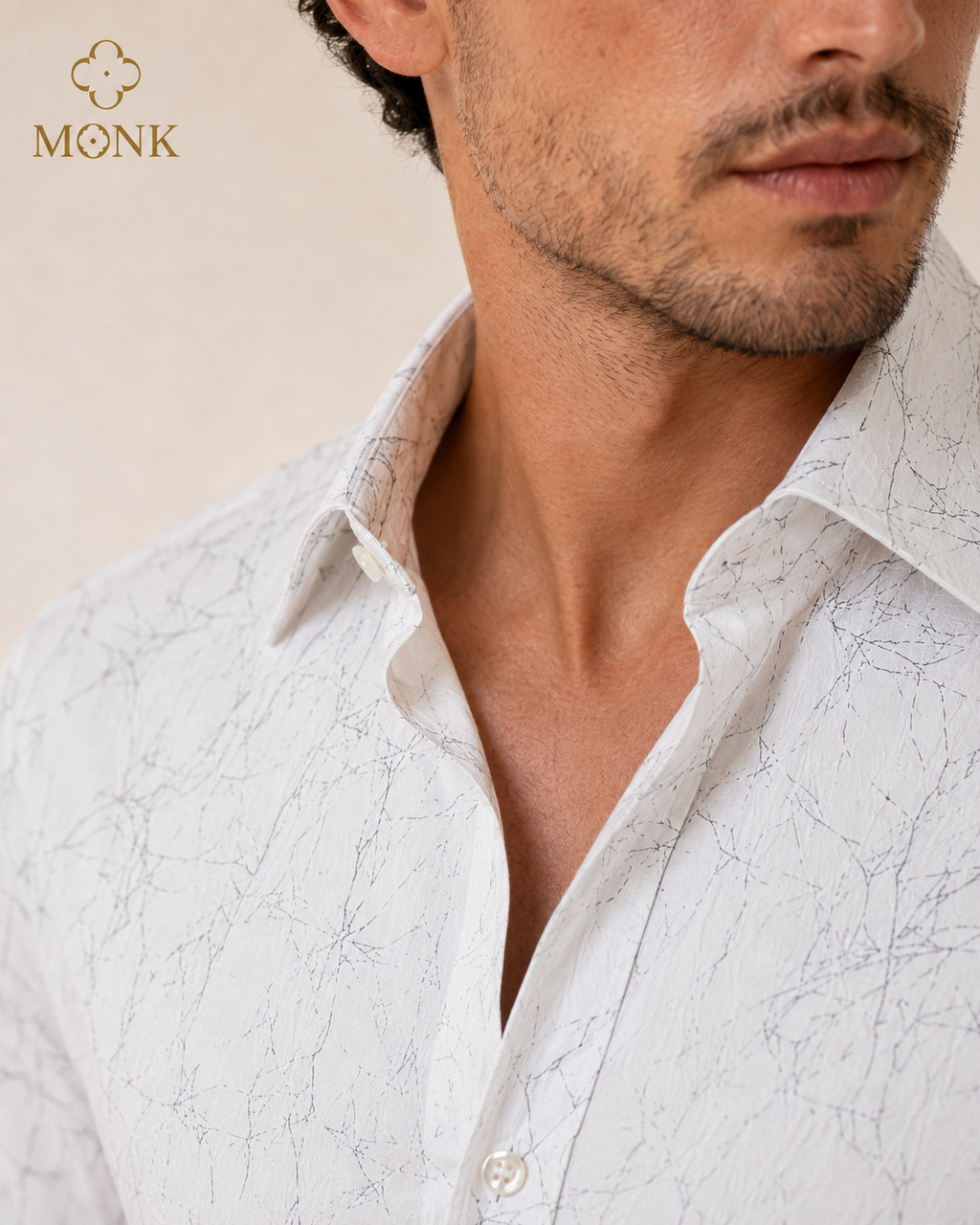WHITE BLACK PATTERN FULL SLEEVE SHIRT