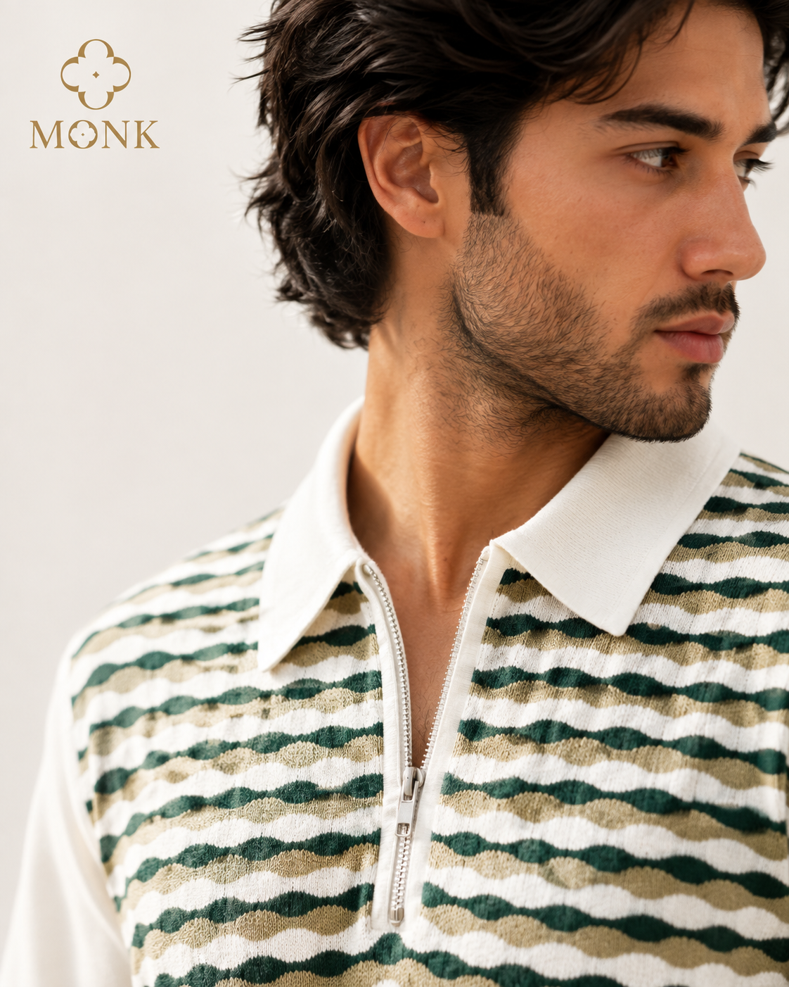 Olive Striped Performance Half Sleeve