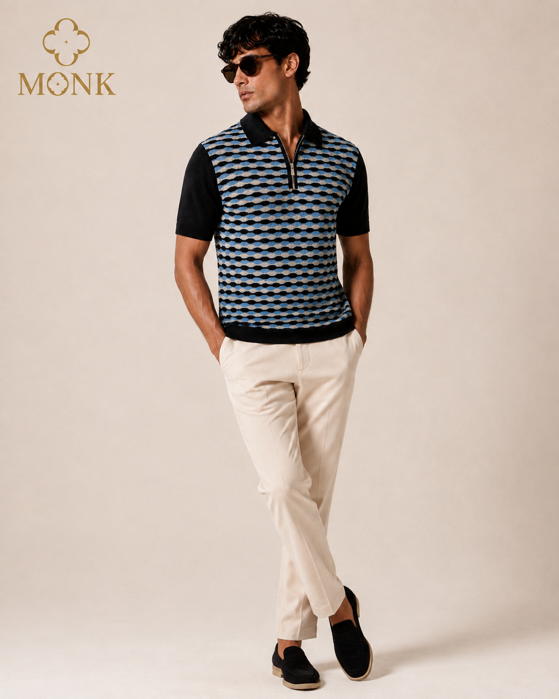 Blue Pattern Essential Half Sleeve T-Shirt