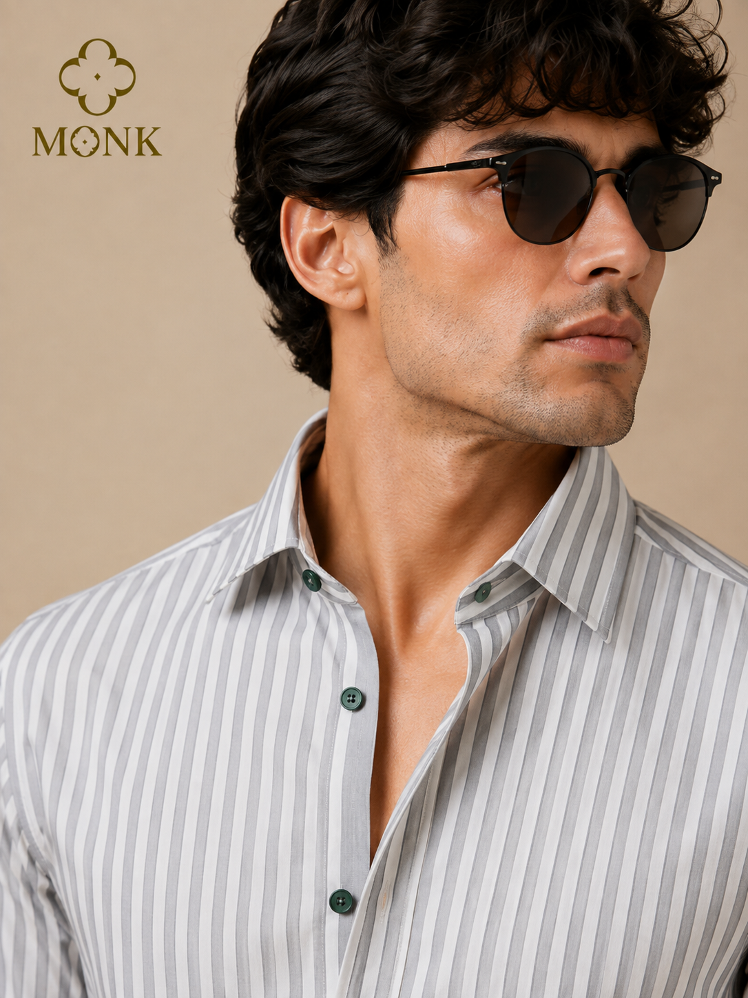 Grey White Stripe Full Sleeve Shirt