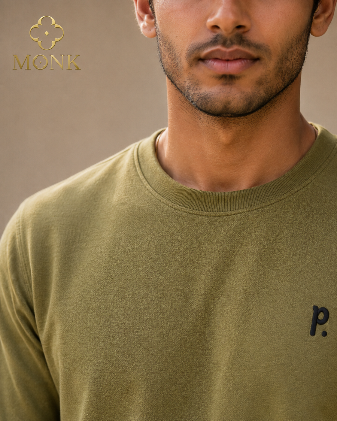 Olive Logo Half-Sleeve T-Shirt